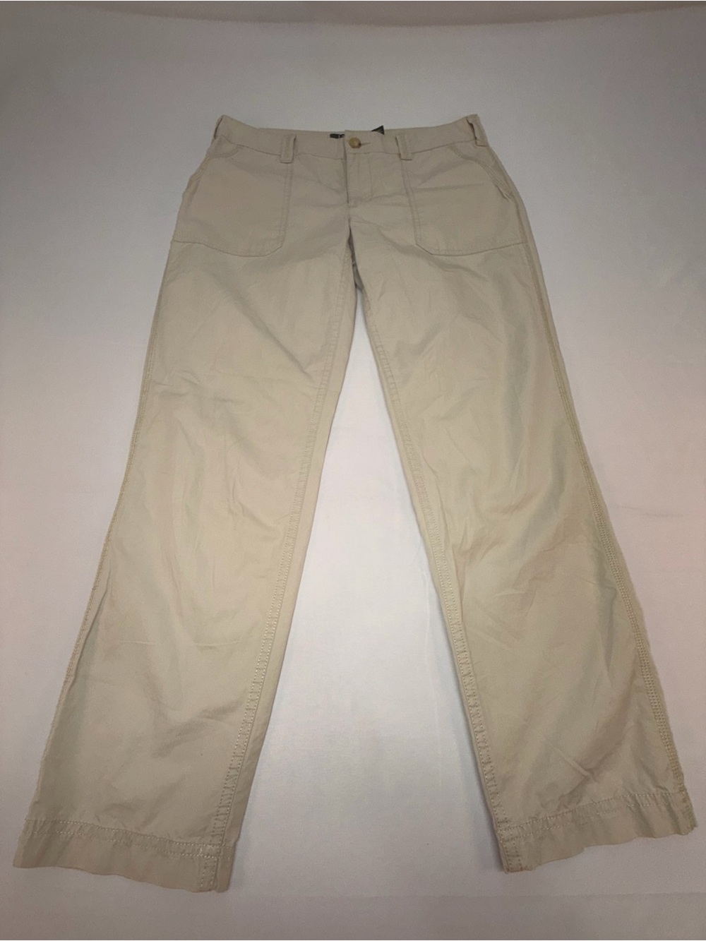 Lauren Ralph Lauren Womens Pants 4P Petite Beige Lightweight Cotton Straight Leg